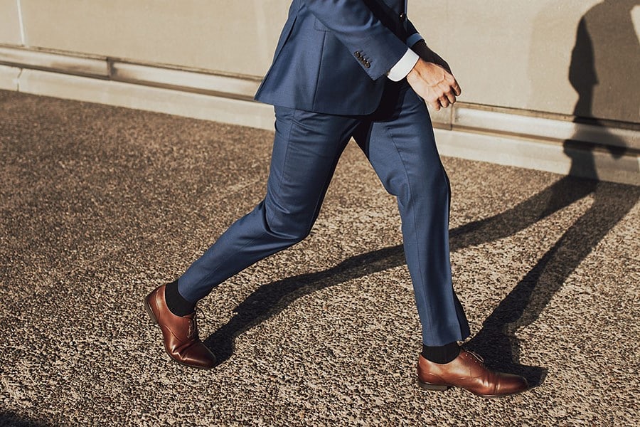 Suit with brown oxfords
